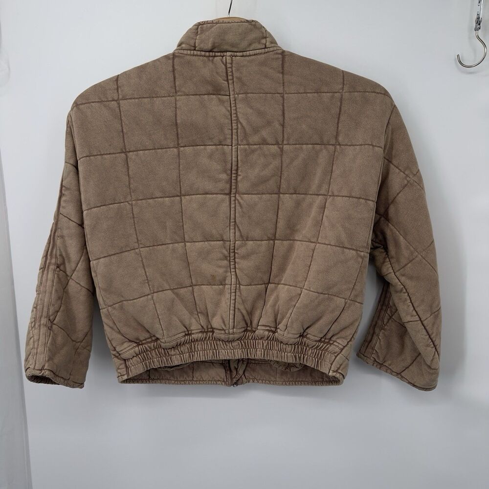 Rare Free People Quilted Dolman Knit Jacket Toasted Coconut Mushroom M oversize - Picture 5 of 13